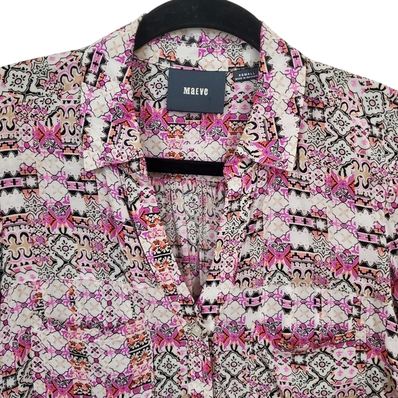 Anthropologie Maeve Islet Floral Print Button Down Rayon Casual Summer XS - Picture 4 of 16